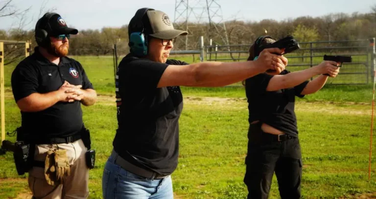 Instructing on drawing from holster female course